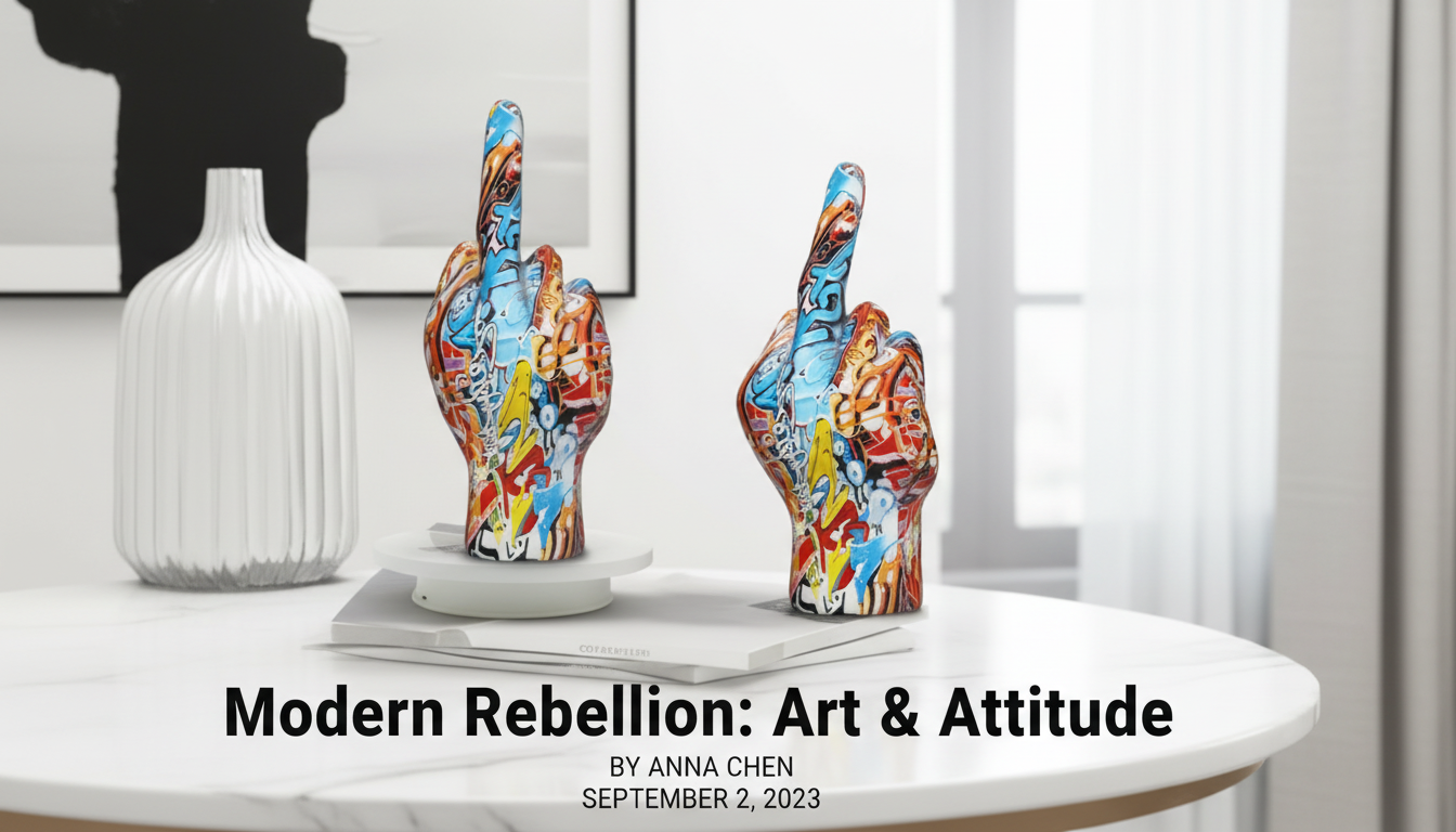 Graffiti Resin Middle Finger Statue for Desk & Shelf Style